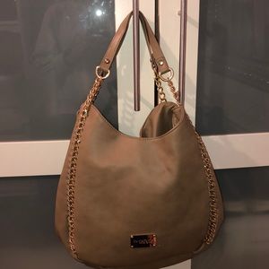 Tan and gold BEBE purse